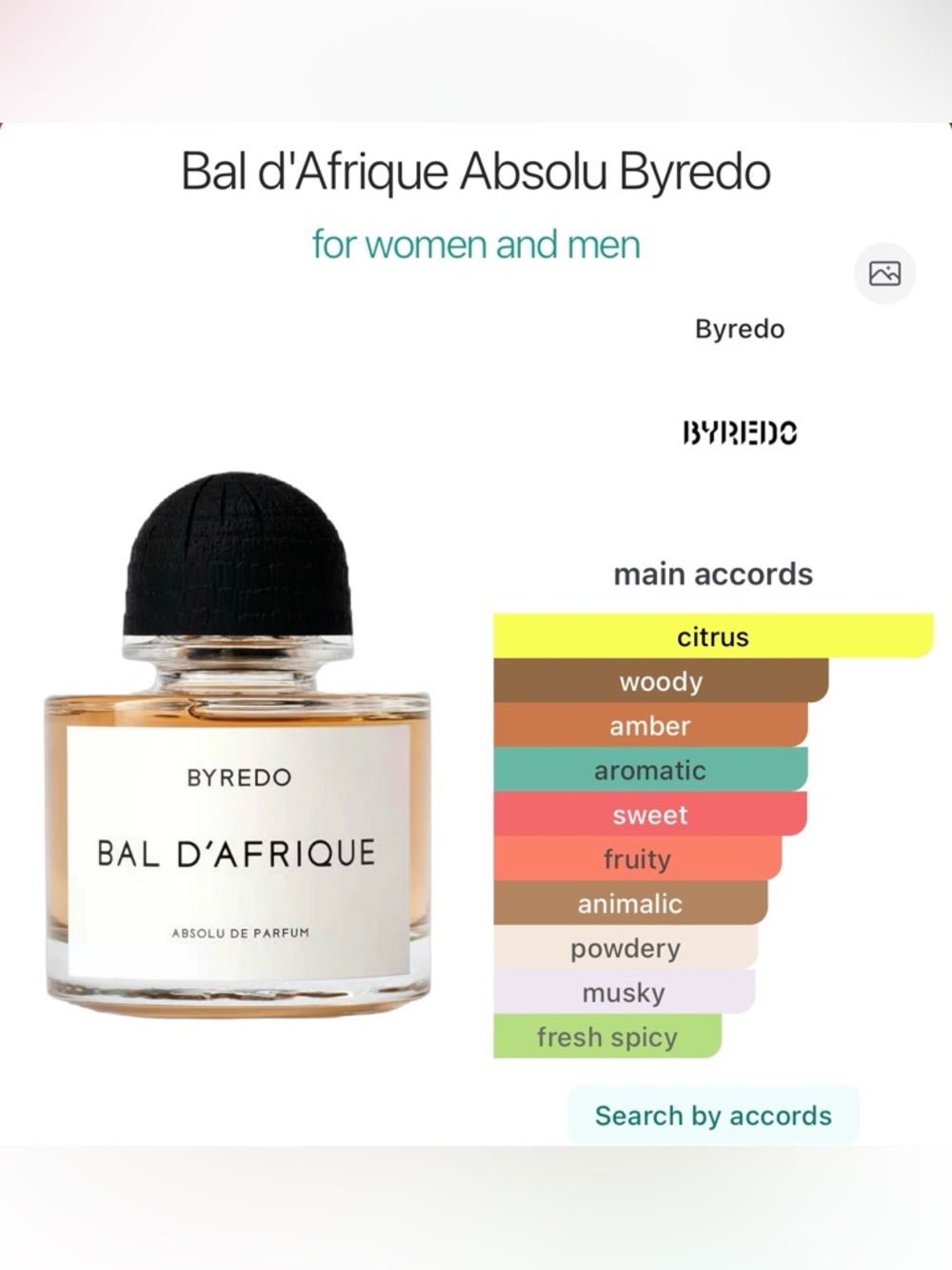 Byredo bal d’afrique 3.4 fl oz perfume
